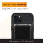 R2B iPhone 15 Hoesje met Pasjeshouder - Screenprotector - 4 Pasjes - Robuust & Beschermend - Zwart