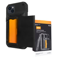 R2B iPhone 15 Hoesje met Pasjeshouder - Screenprotector - 4 Pasjes - Robuust & Beschermend - Zwart