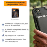 R2B iPhone 15 Hoesje met Pasjeshouder - Screenprotector - 4 Pasjes - Robuust & Beschermend - Zwart
