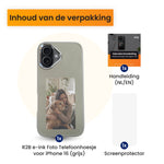 R2B iPhone 16 Hoesje met Foto - Incl. Screenprotector - Grijs - Telefoonhoesje