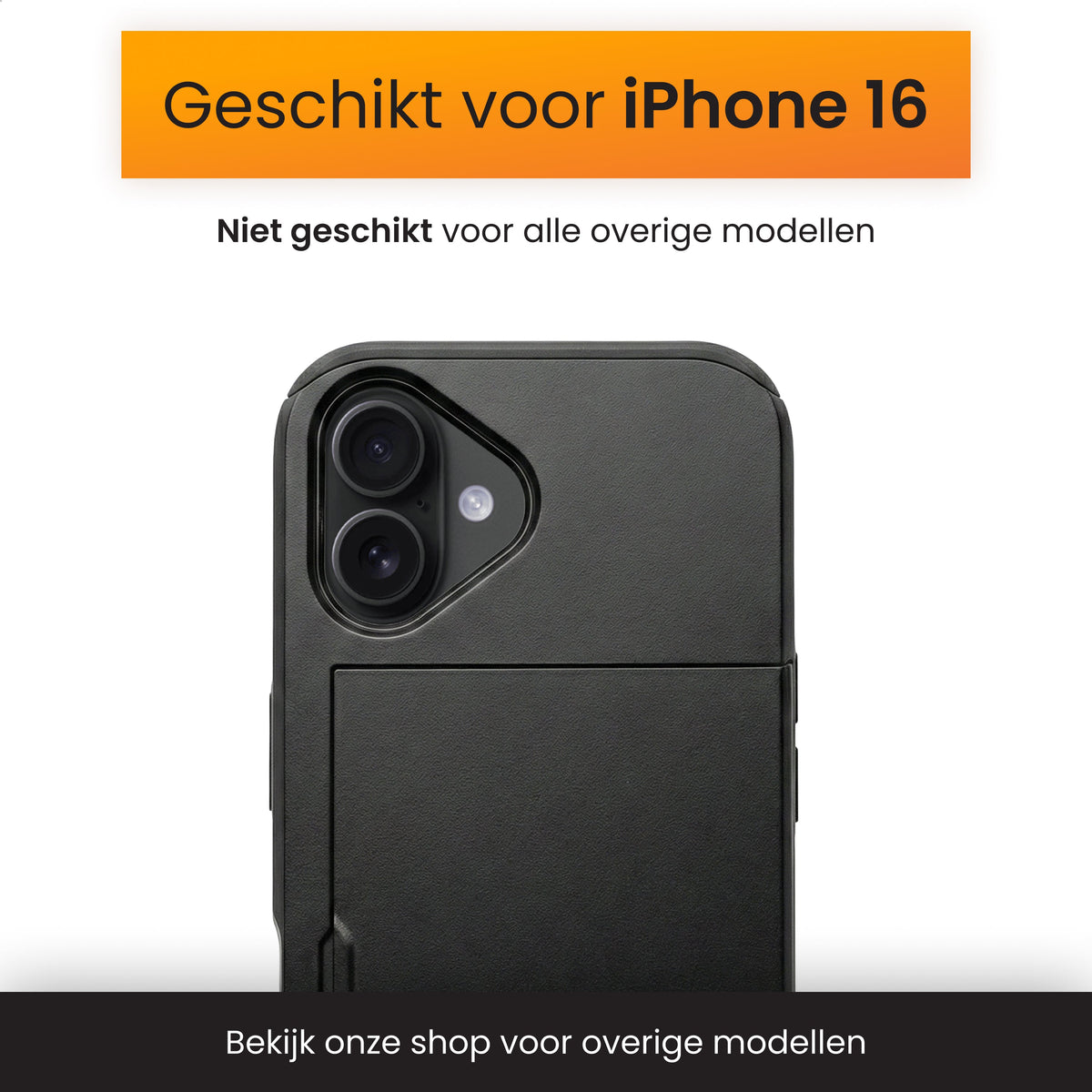 R2B iPhone 16 Hoesje met Pasjeshouder - Incl. Screenprotector - 3 Pasjes - Telefoonhoesje