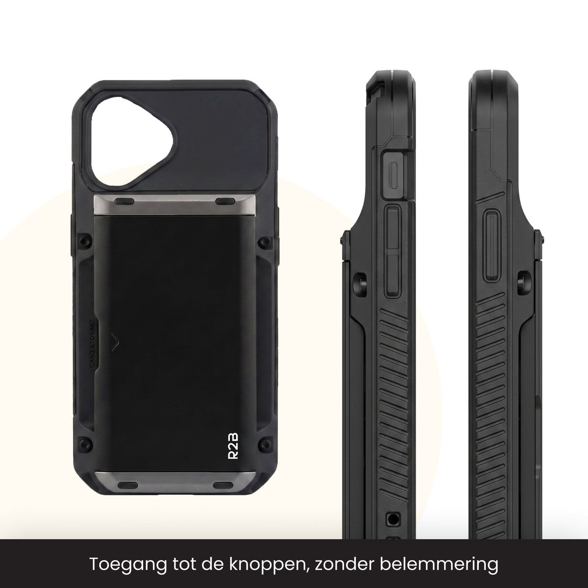 R2B iPhone 16 Hoesje met Pasjeshouder - Incl. Screenprotector - 4 Pasjes