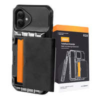 R2B iPhone 16 Hoesje met Pasjeshouder - Screenprotector - 4 Pasjes - Robuust & Beschermend - Zwart