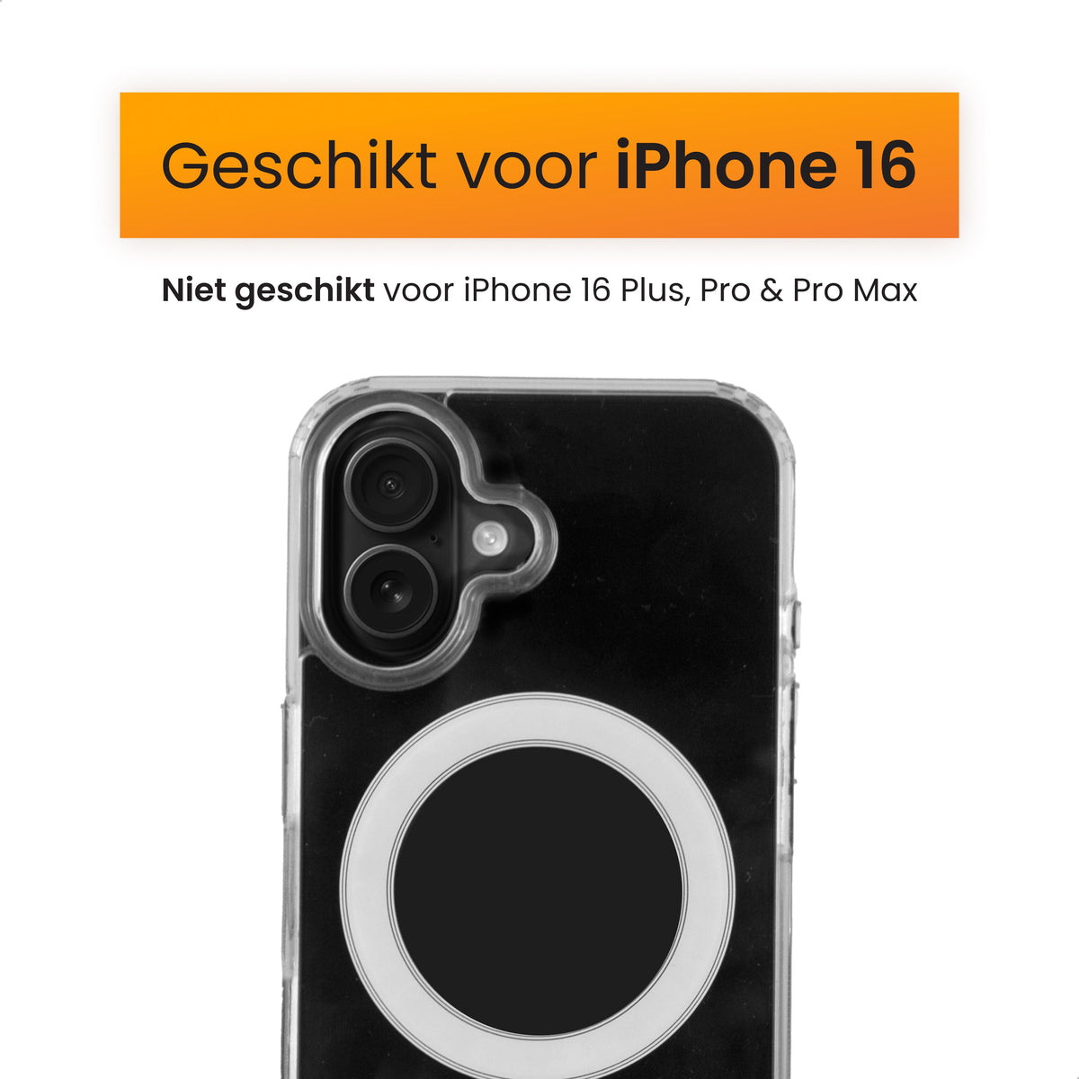 R2B iPhone 16 MagSafe Hoesje - Transparant - Incl. Screenprotector - Telefoonhoesje