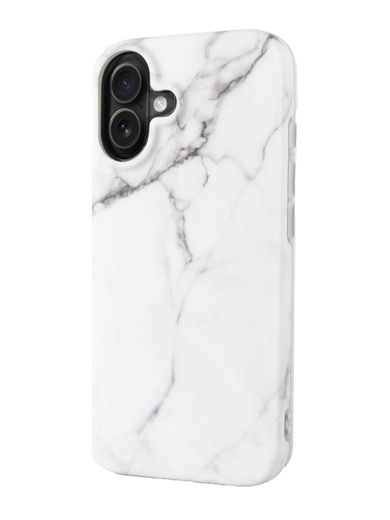 R2B iPhone 16 Marmerlook Hoesje - Screenprotector - Stijlvol & Stevig - Wit - Telefoonhoesje