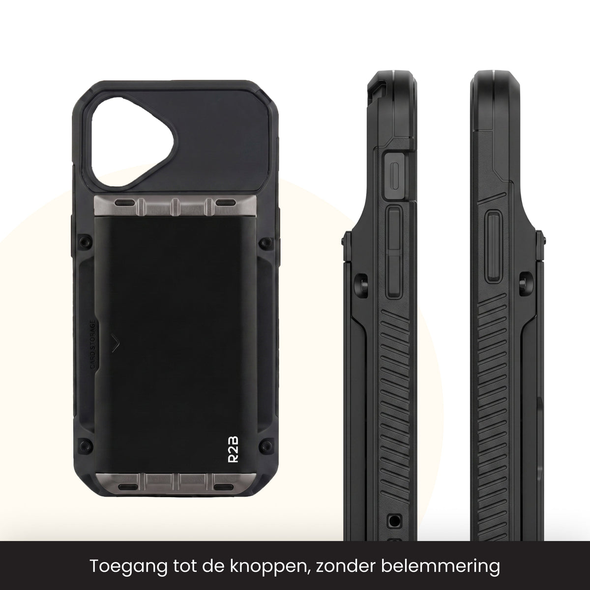 R2B iPhone 16 Plus Hoesje met Pasjeshouder - Incl. Screenprotector - 4 Pasjes