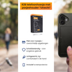 R2B iPhone 16 Plus Hoesje met Pasjeshouder - Screenprotector - 3 Pasjes - Stevig & Beschermend - Zwart - Telefoonhoesje