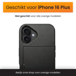 R2B iPhone 16 Plus Hoesje met Pasjeshouder - Screenprotector - 3 Pasjes - Stevig & Beschermend - Zwart - Telefoonhoesje