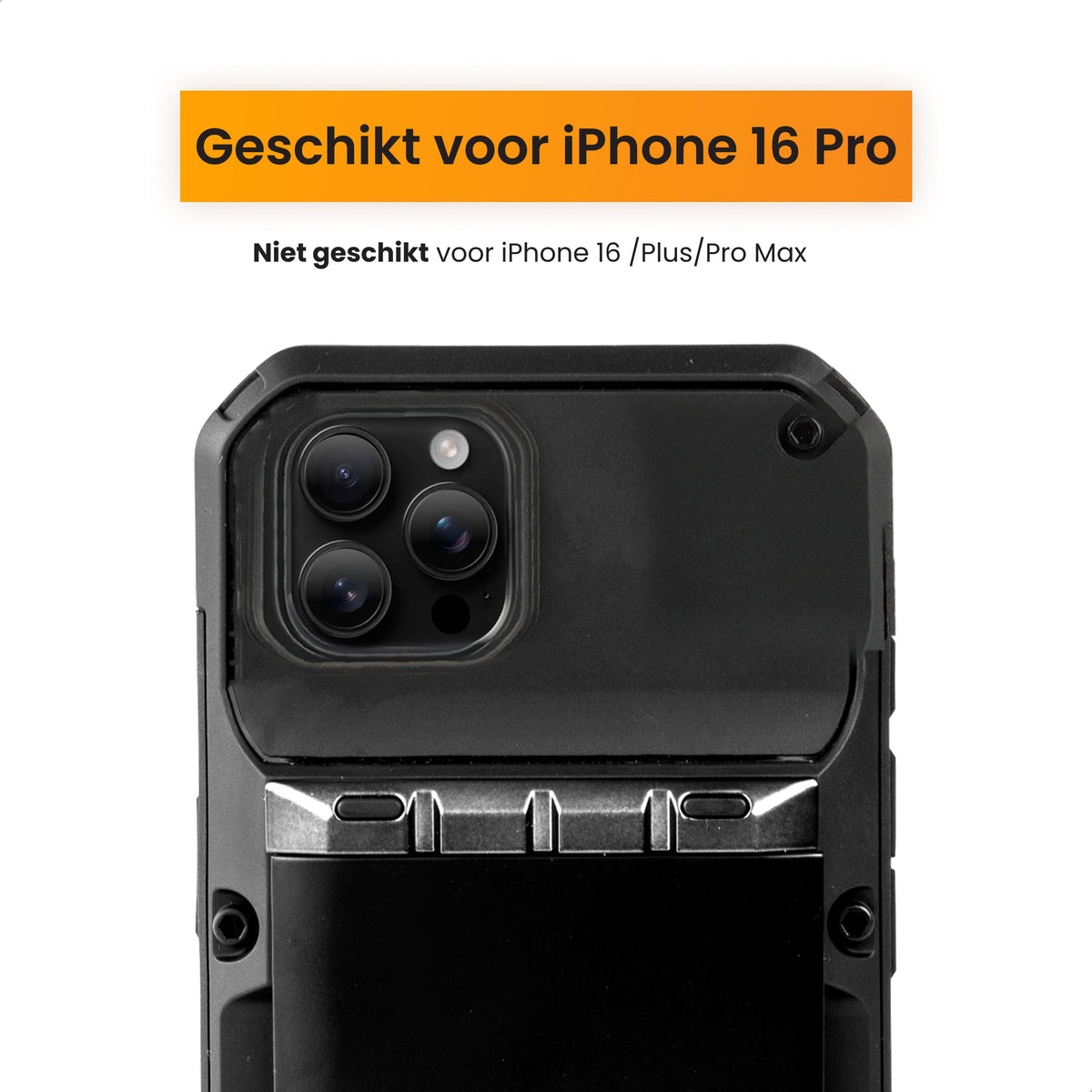 R2B iPhone 16 Pro Hoesje met Pasjeshouder - Screenprotector - 4 Pasjes - Robuust & Beschermend - Zwart