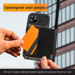 R2B iPhone 16 Pro Hoesje met Pasjeshouder - Screenprotector - 4 Pasjes - Robuust & Beschermend - Zwart
