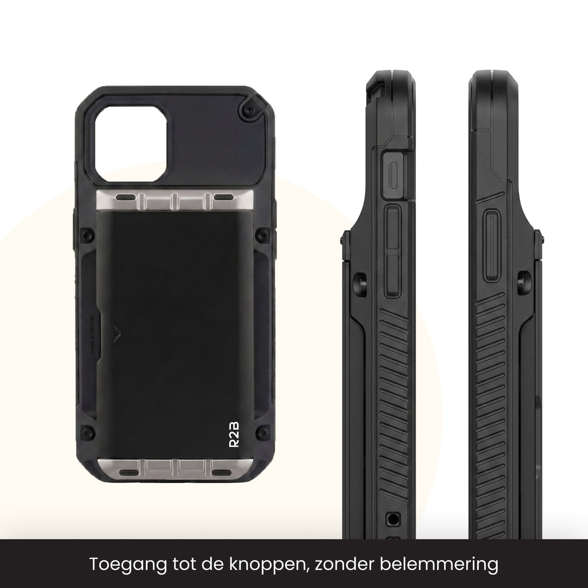 R2B iPhone 16 Pro Max Hoesje met Pasjeshouder - Incl. Screenprotector - 4 Pasjes