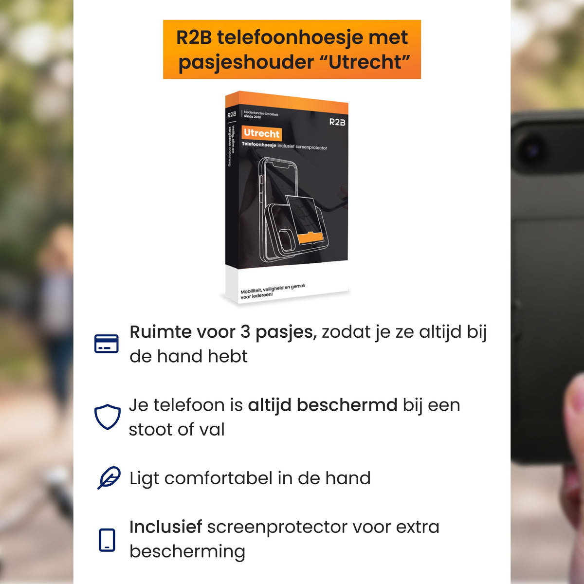 R2B iPhone 17 Air Hoesje met Pasjeshouder - Incl. Screenprotector - 3 Pasjes