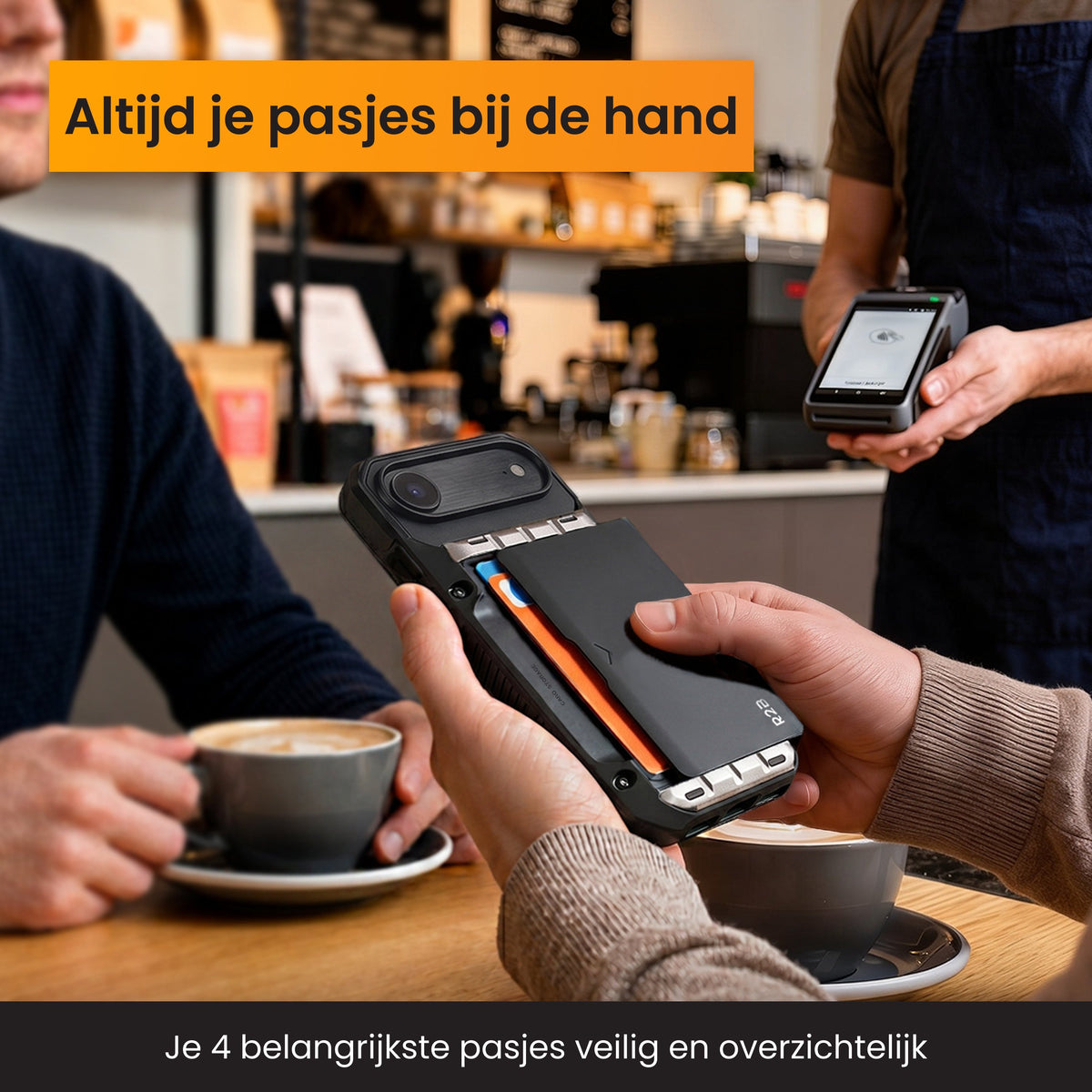 R2B iPhone 17 Air Hoesje met Pasjeshouder - Incl. Screenprotector - 4 Pasjes