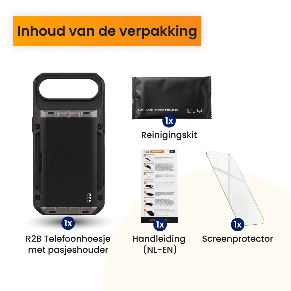 R2B iPhone 17 Air Hoesje met Pasjeshouder - Incl. Screenprotector - 4 Pasjes
