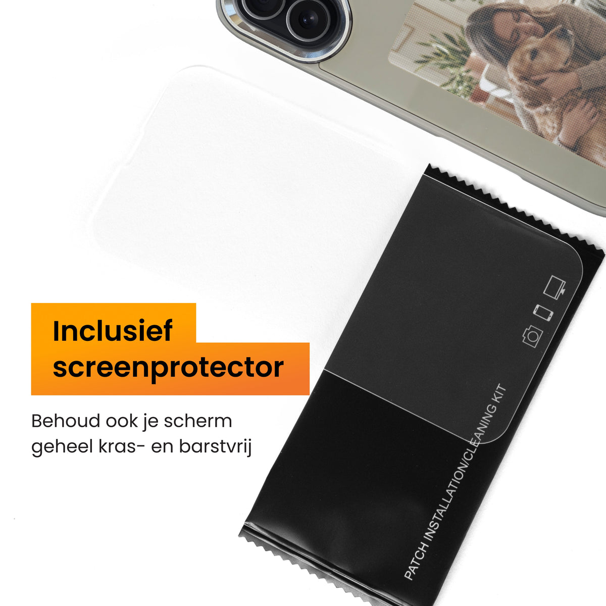 R2B iPhone 17 Hoesje met Foto - Incl. Screenprotector - Grijs