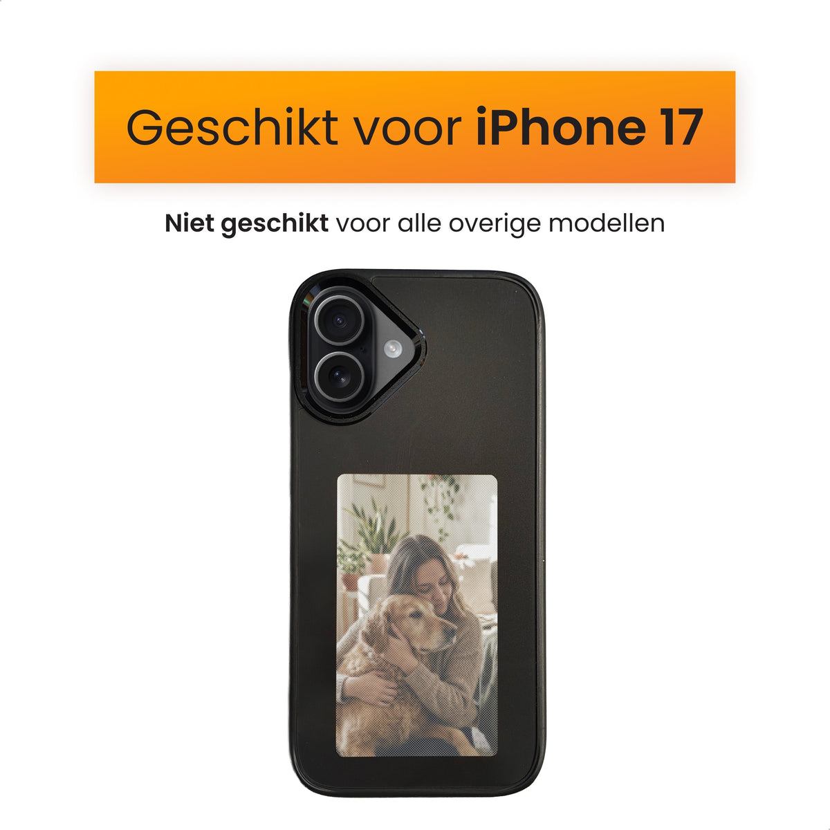 R2B iPhone 17 Hoesje met Foto - Incl. Screenprotector - Zwart