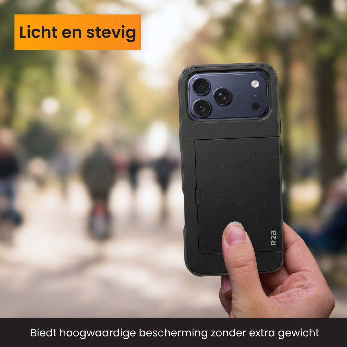 R2B iPhone 17 Pro Hoesje met Pasjeshouder - Incl. Screenprotector - 3 Pasjes