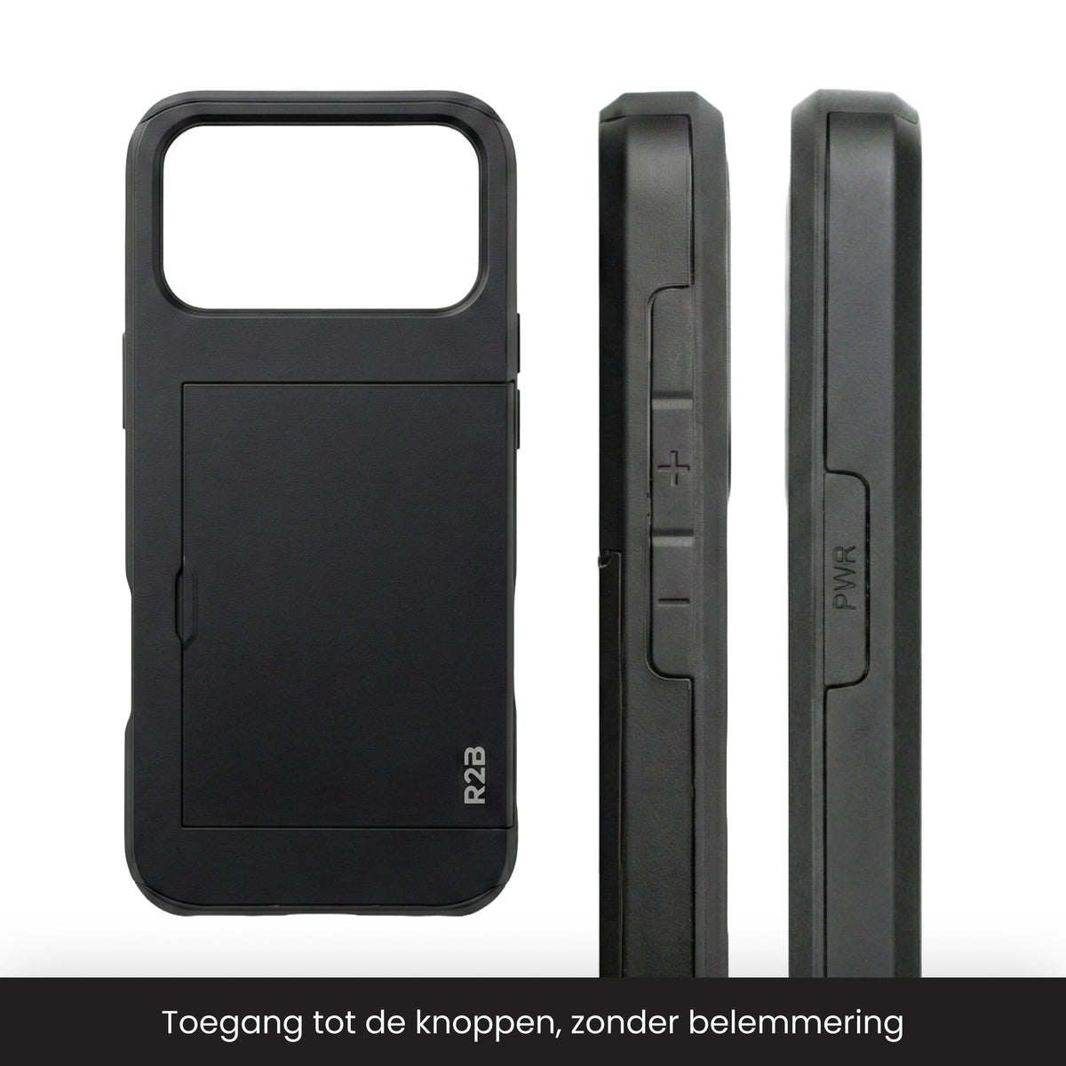 R2B iPhone 17 Pro Hoesje met Pasjeshouder - Incl. Screenprotector - 3 Pasjes