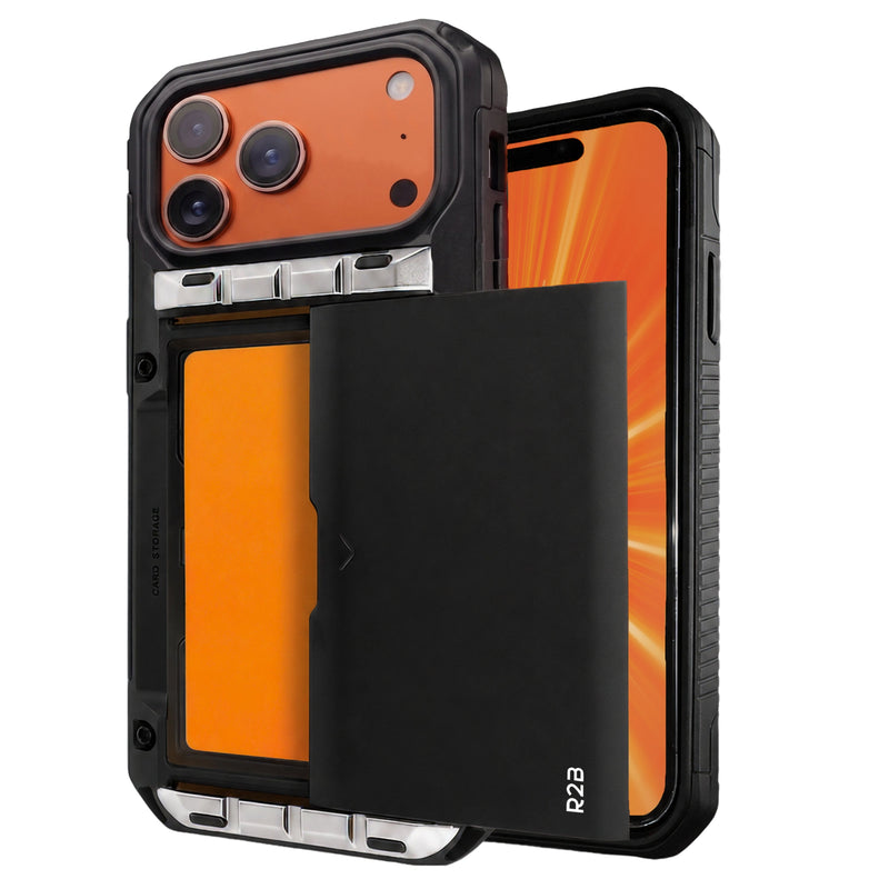 R2B iPhone 17 Pro Hoesje met Pasjeshouder - Incl. Screenprotector - 4 Pasjes