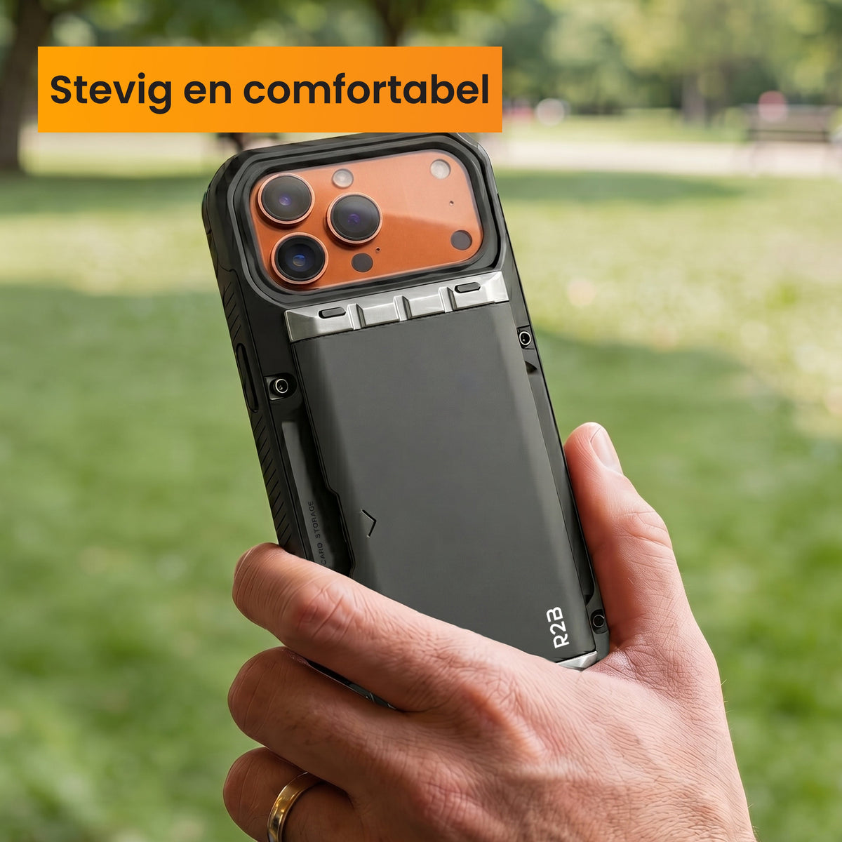 R2B iPhone 17 Pro Hoesje met Pasjeshouder - Incl. Screenprotector - 4 Pasjes