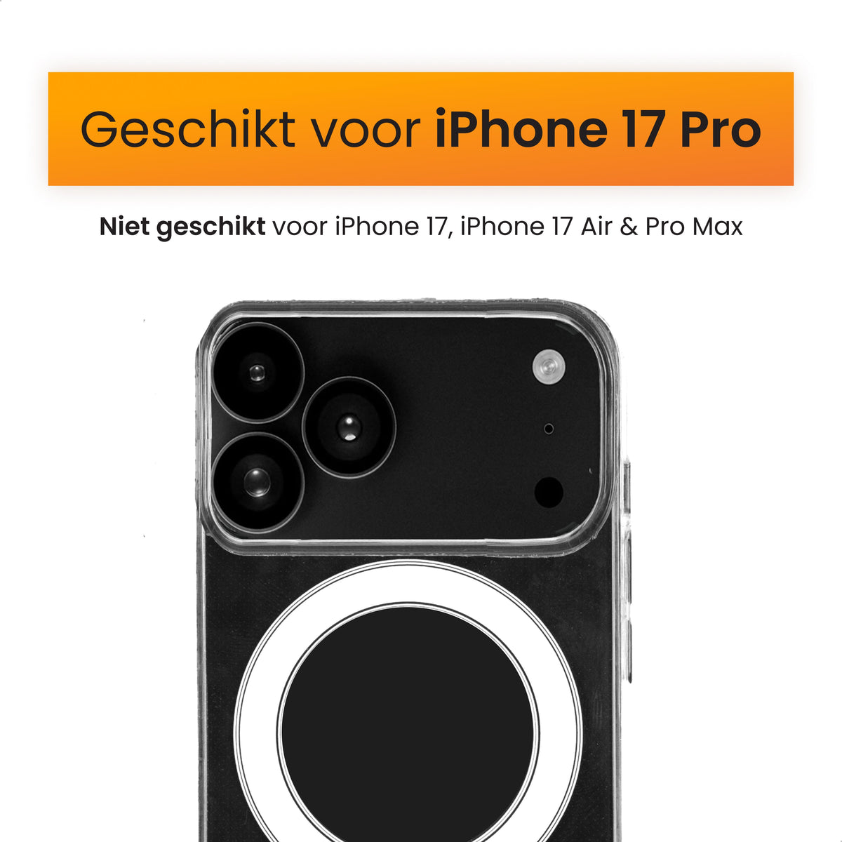 R2B iPhone 17 Pro MagSafe Hoesje - Transparant - Incl. Screenprotector