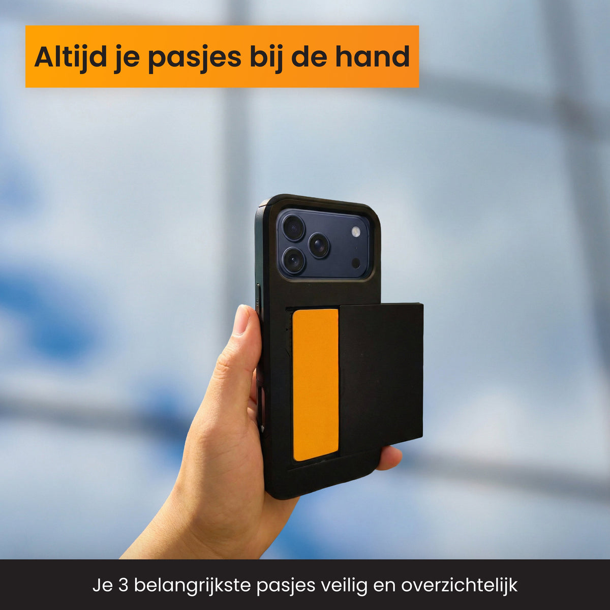 R2B iPhone 17 Pro Max Hoesje met Pasjeshouder - Incl. Screenprotector - 3 Pasjes