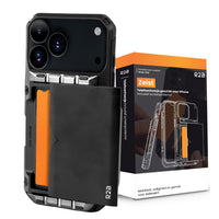 R2B iPhone 17 Pro Max Hoesje met Pasjeshouder - Screenprotector - 4 Pasjes - Robuust & Beschermend - Zwart