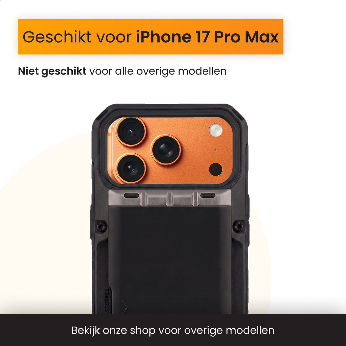 R2B iPhone 17 Pro Max Hoesje met Pasjeshouder - Screenprotector - 4 Pasjes - Robuust & Beschermend - Zwart