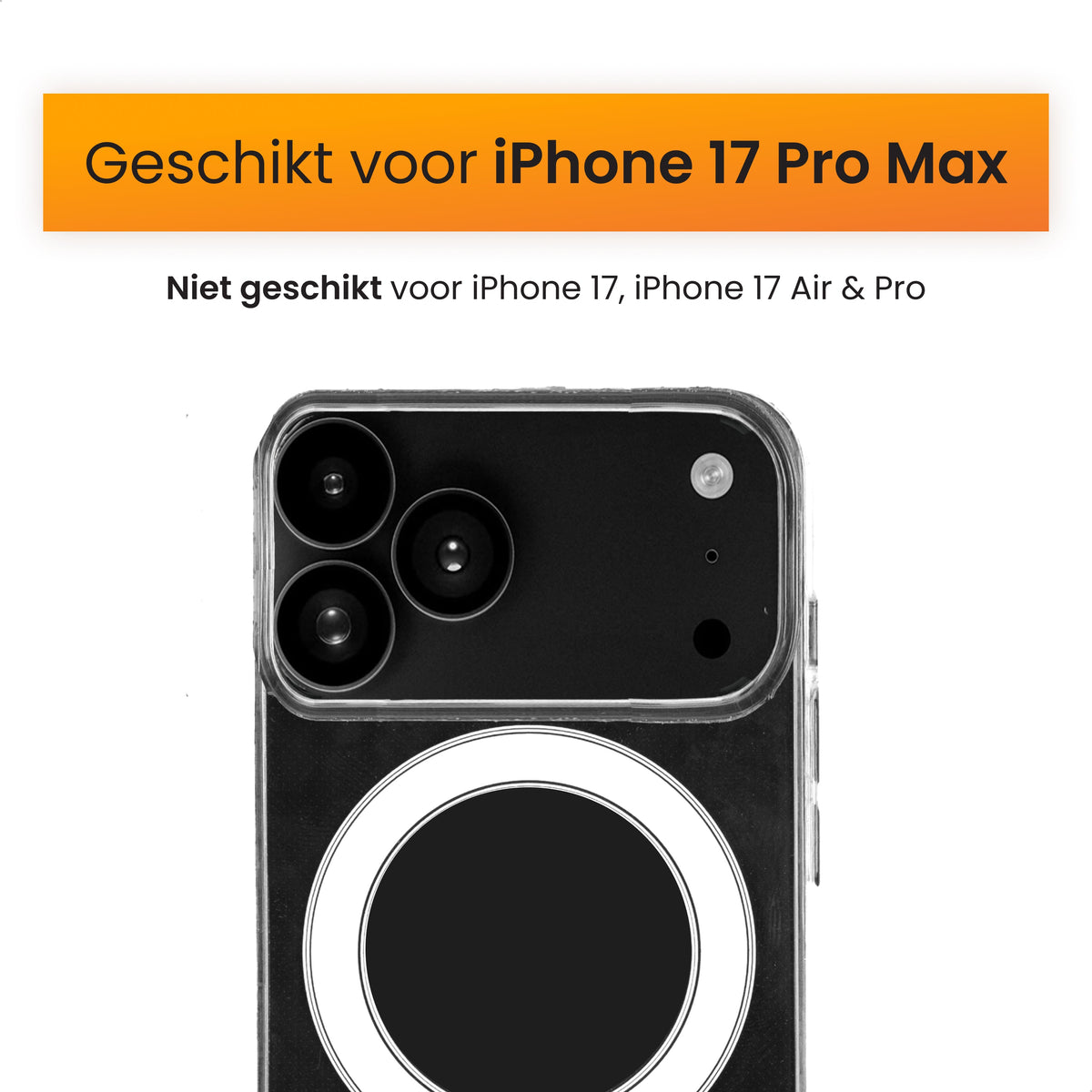 R2B iPhone 17 Pro Max MagSafe Hoesje - Transparant - Incl. Screenprotector