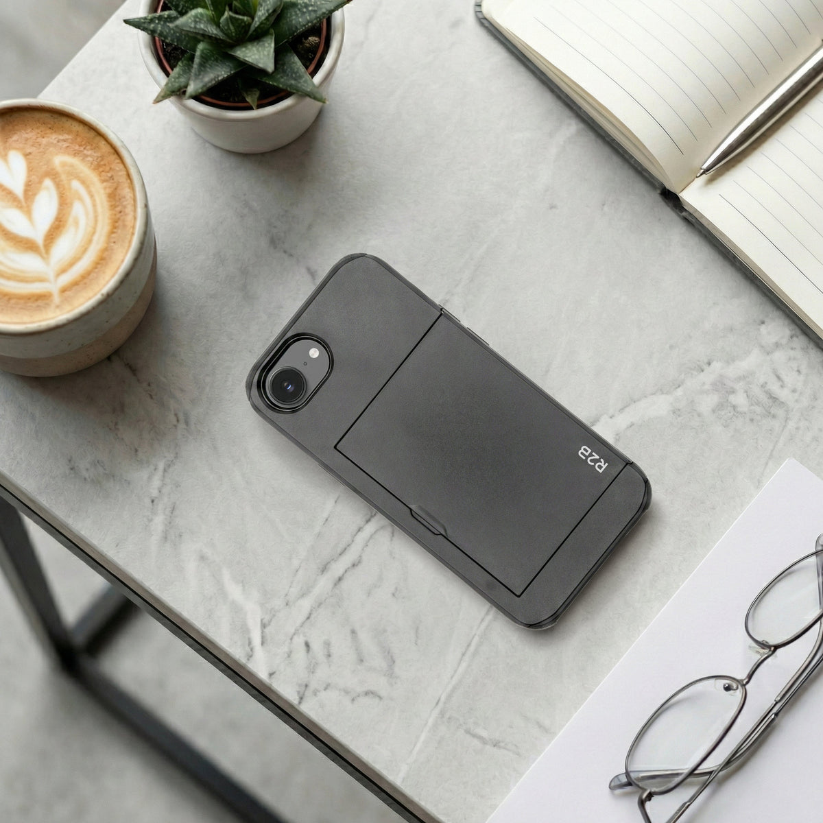R2B iPhone 17e Hoesje met Pasjeshouder - Screenprotector - 3 Pasjes - Stevig & Beschermend - Zwart
