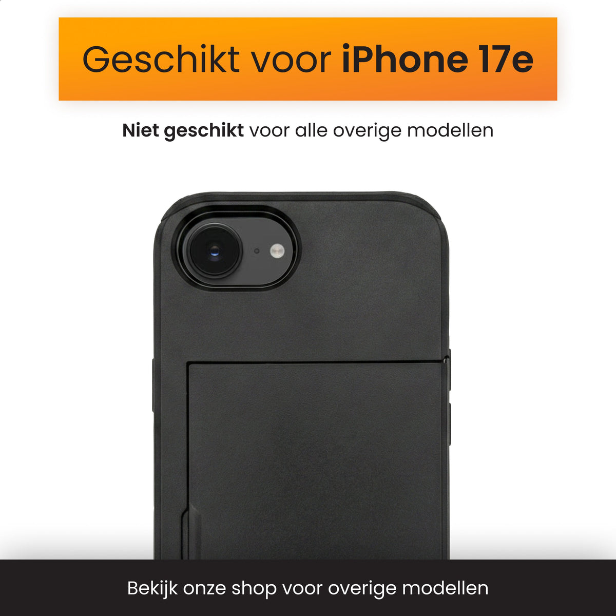 R2B iPhone 17e Hoesje met Pasjeshouder - Screenprotector - 3 Pasjes - Stevig & Beschermend - Zwart