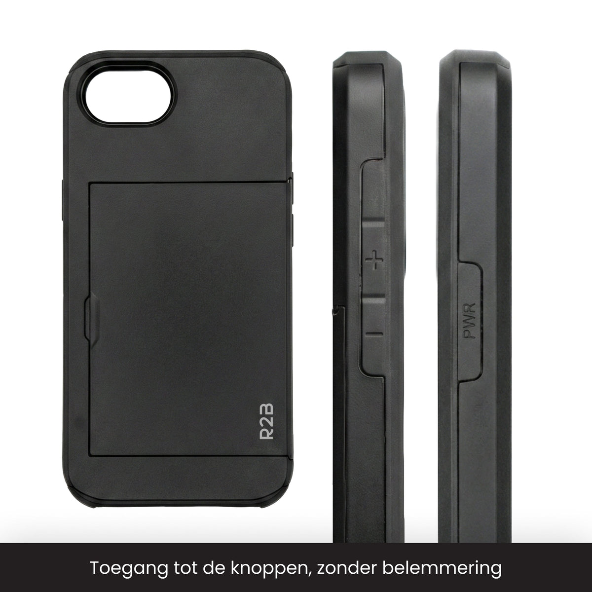 R2B iPhone 17e Hoesje met Pasjeshouder - Screenprotector - 3 Pasjes - Stevig & Beschermend - Zwart