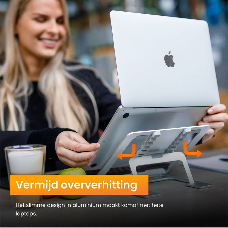 R2B Laptop standaard opvouwbaar - Model Eindhoven - 10 t/m 17 inch - Zilver - R2B Store