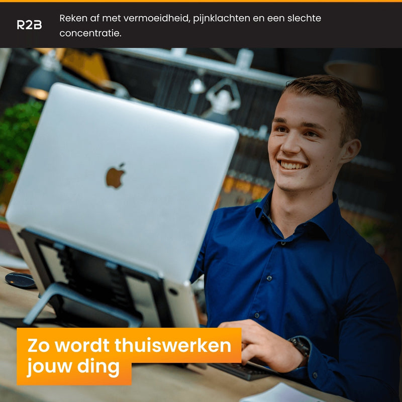 R2B Laptopstandaard opvouwbaar - Model Eindhoven - 10 t/m 17 inch - Zwart - R2B Store