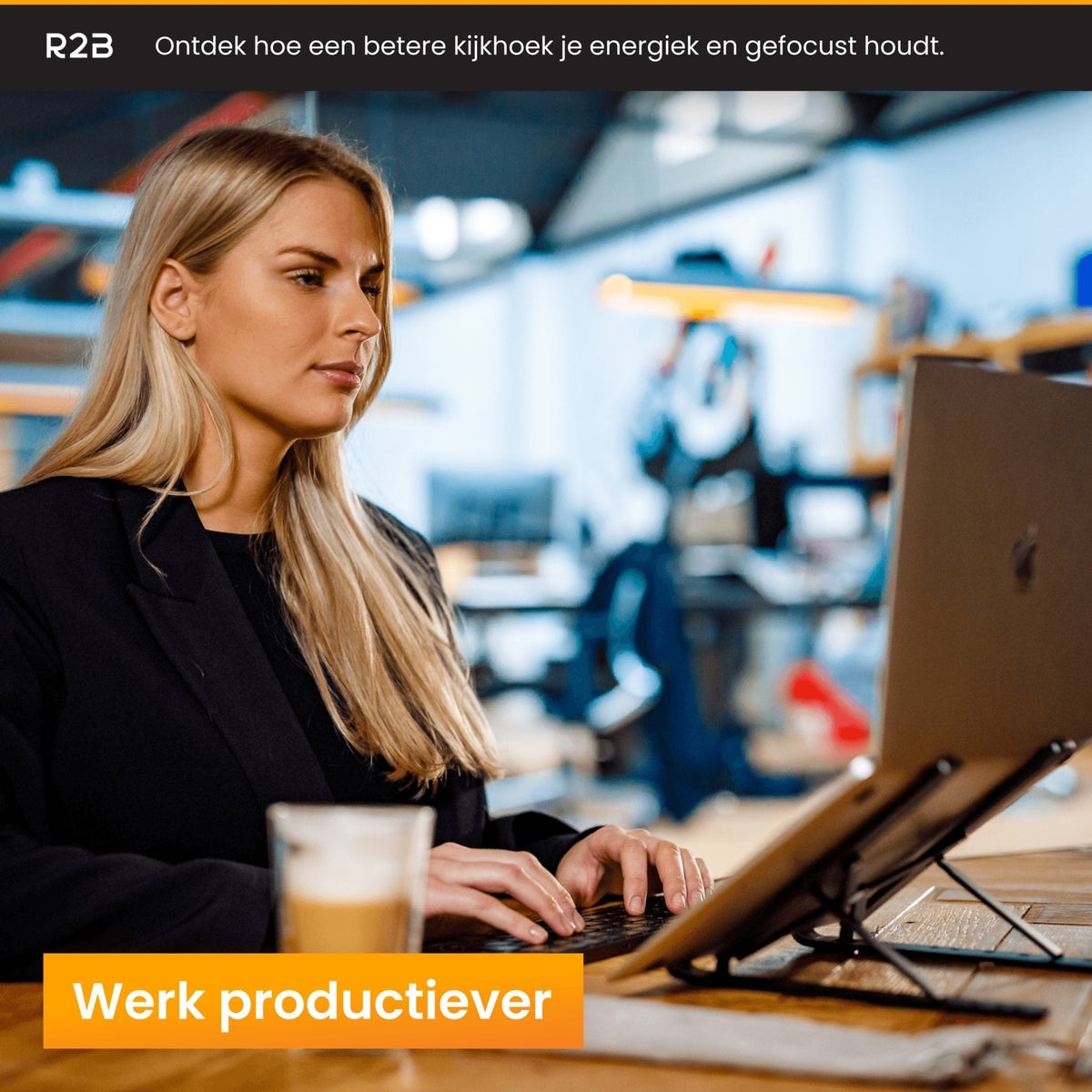 R2B Laptop Standaard Verstelbaar - Opvouwbaar - Zwart - Laptopstandaard