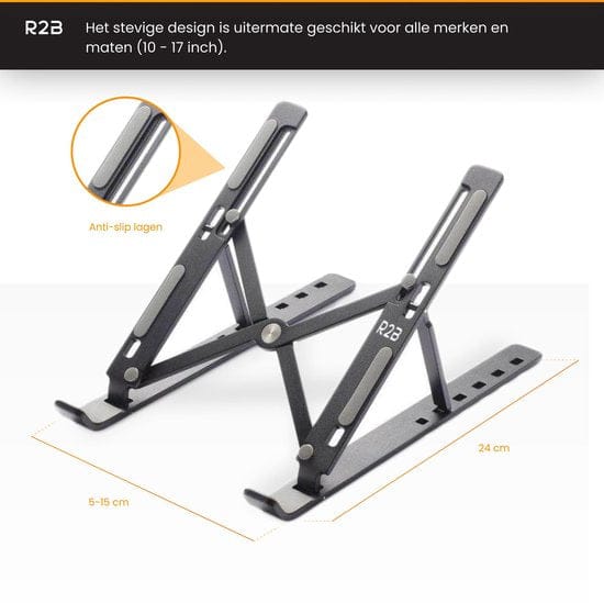 R2B Laptop Standaard Verstelbaar - Opvouwbaar - Zwart - Laptopstandaard