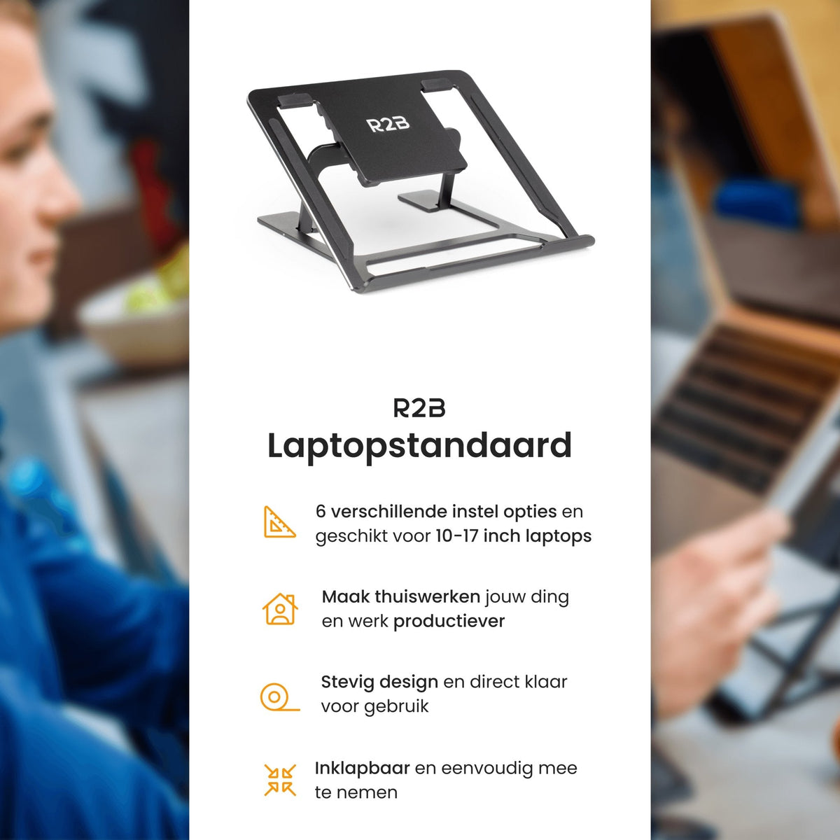 R2B Laptop Standaard Opvouwbaar - Zwart - Laptopstandaard