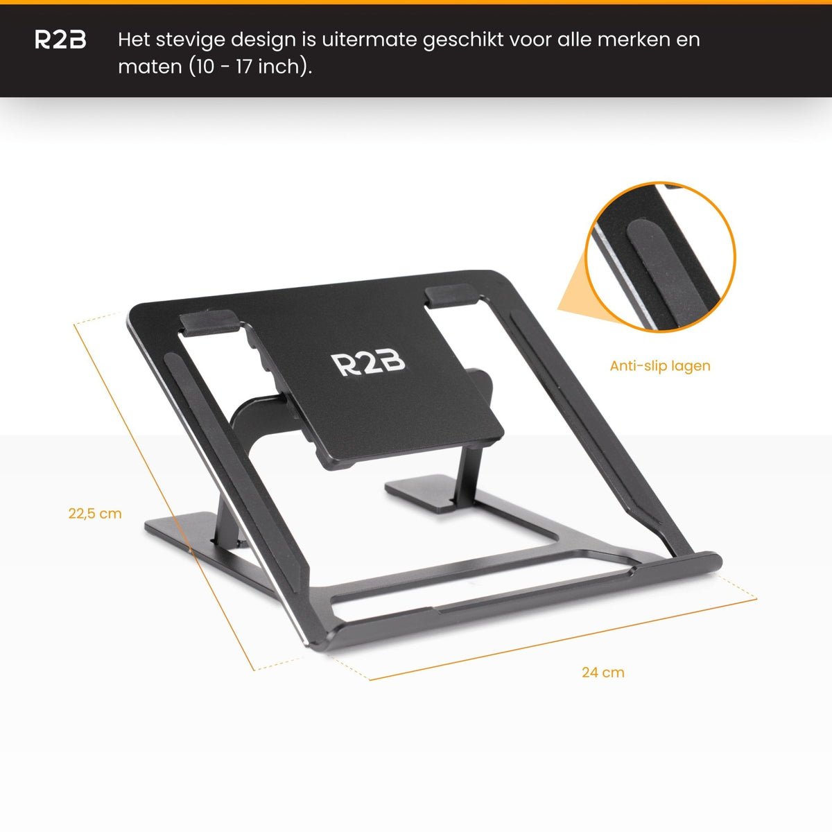 R2B Laptop Standaard Opvouwbaar - Zwart - Laptopstandaard