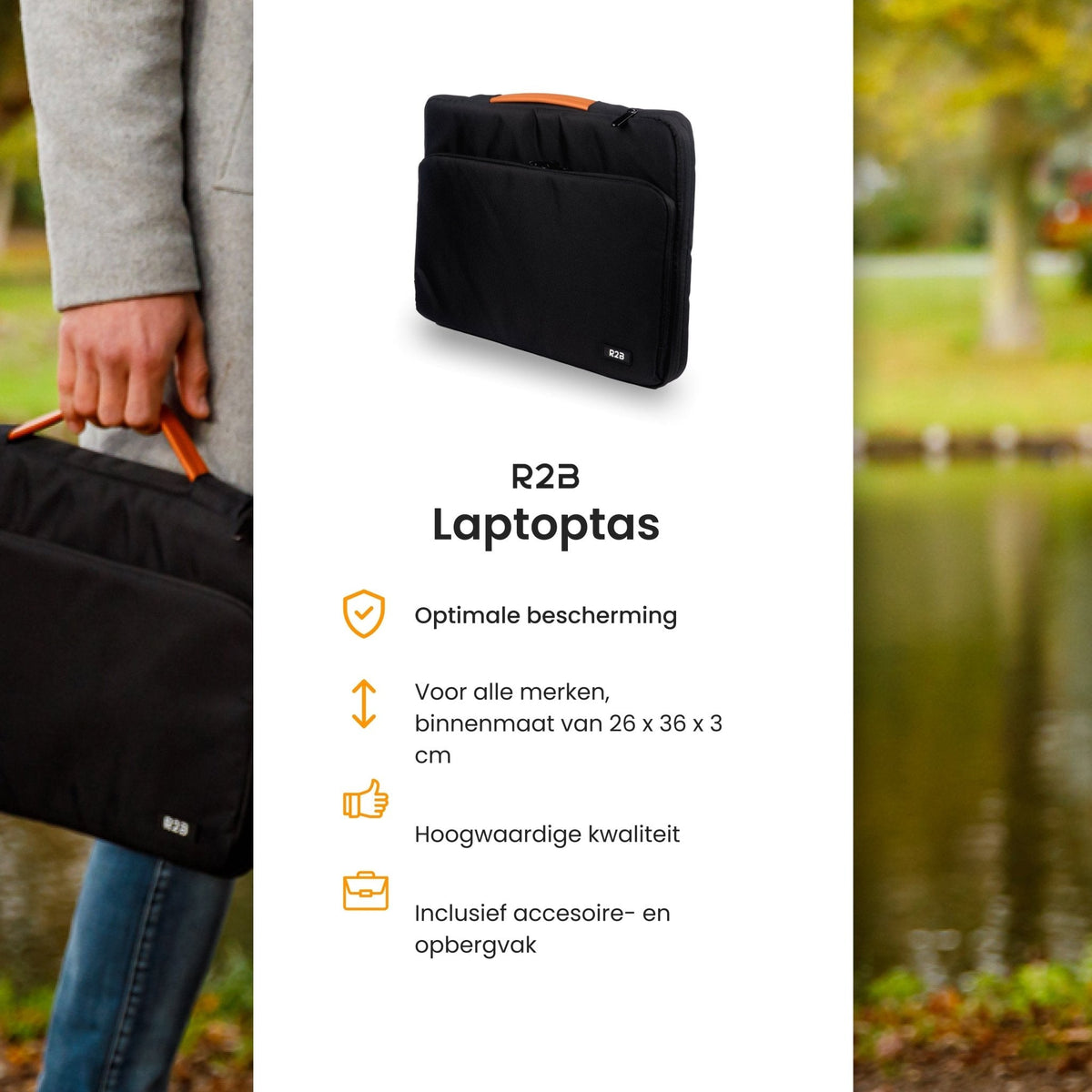R2B Laptoptas 14 Inch met Accessoirevak - Laptoptas