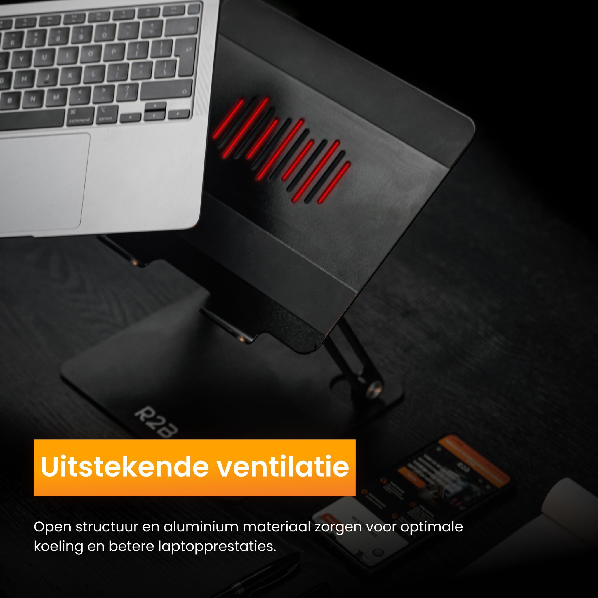 R2B Luxe Laptop Standaard Opvouwbaar - Model Den Bosch - 10 t/m 17 inch - Zwart - Laptopstandaard