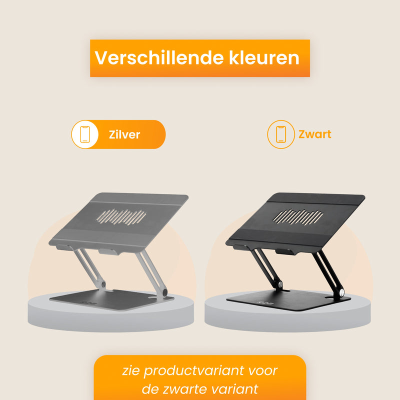 R2B Luxe Laptop Standaard Opvouwbaar - Model Den Bosch - 10 t/m 17 inch - Zilver - Laptopstandaard