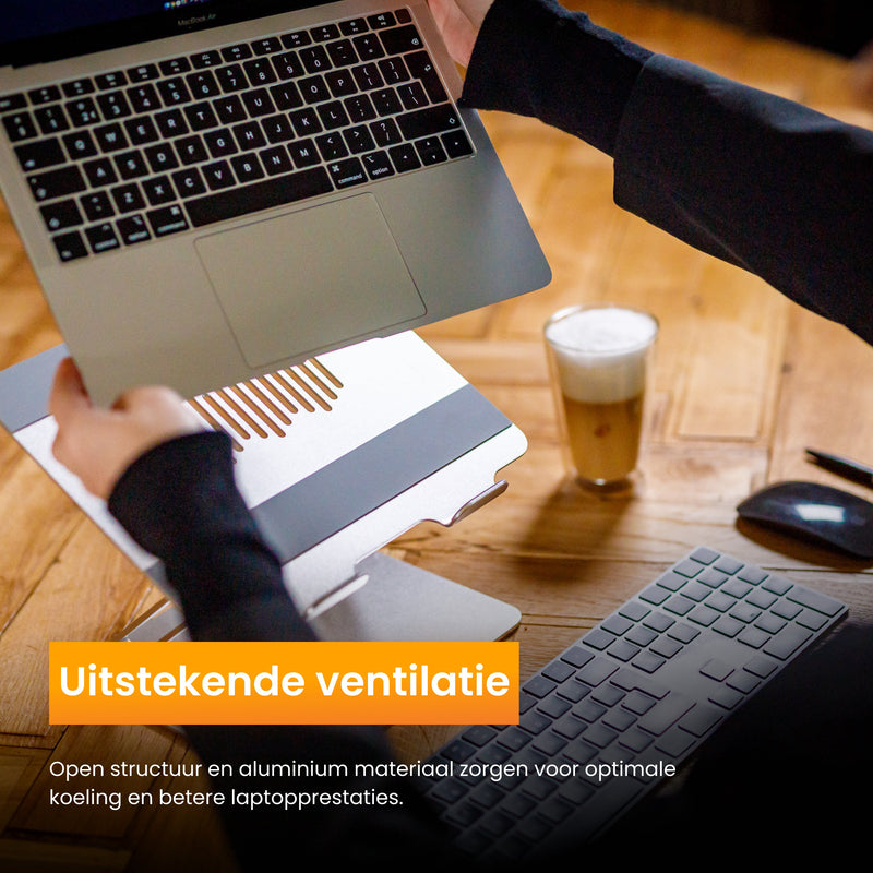 R2B Luxe Laptop Standaard Opvouwbaar - Model Den Bosch - 10 t/m 17 inch - Zilver - Laptopstandaard