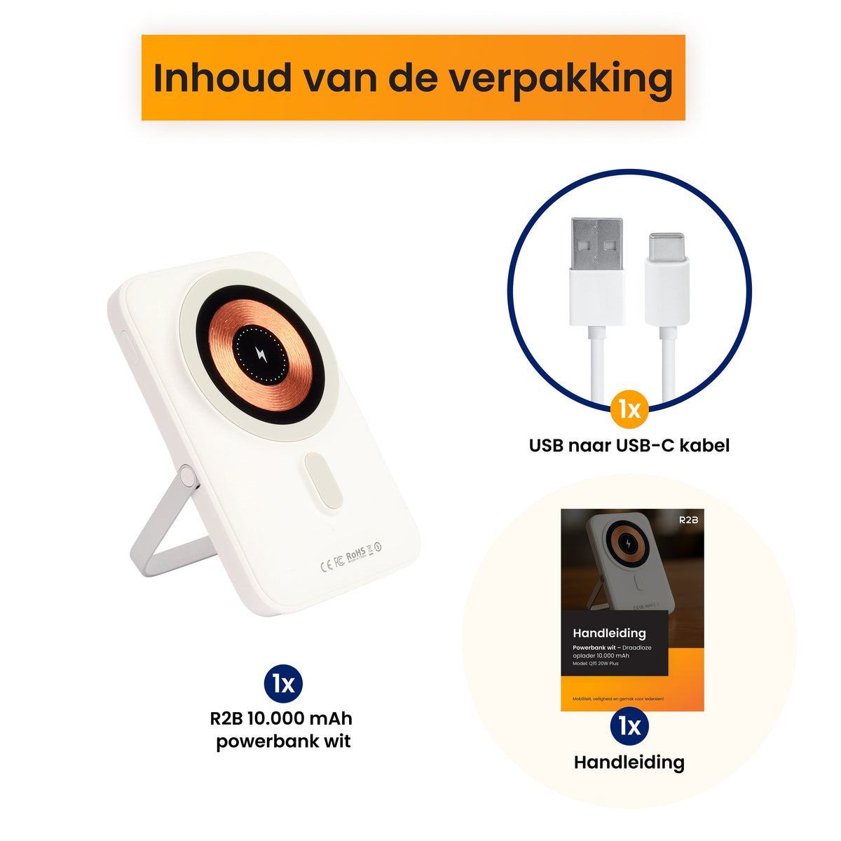 R2B MagSafe Powerbank 10.000 mAh - Magnetisch - 2 tot 4 keer Opladen