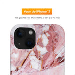 R2B iPhone 13 Marmerlook Hoesje - Incl. Screenprotector - Roze/Wit/Oranje - Telefoonhoesje
