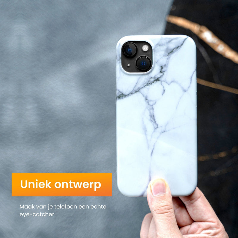 R2B Marmer hoesje voor iPhone 13 - Model De Bilt - Wit - R2B Store