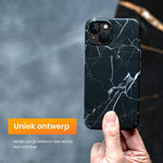 R2B iPhone 13 Marmerlook Hoesje - Incl. Screenprotector - Zwart - Telefoonhoesje