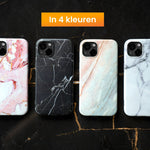 R2B iPhone 13 Marmerlook Hoesje - Incl. Screenprotector - Zwart - Telefoonhoesje