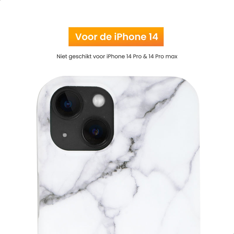 R2B Marmer hoesje voor iPhone 14 - Model De Bilt - Wit - Telefoonhoesje