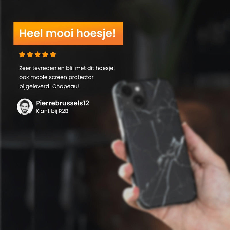 R2B Marmer hoesje voor iPhone 13 - Model De Bilt - Zwart - R2B Store