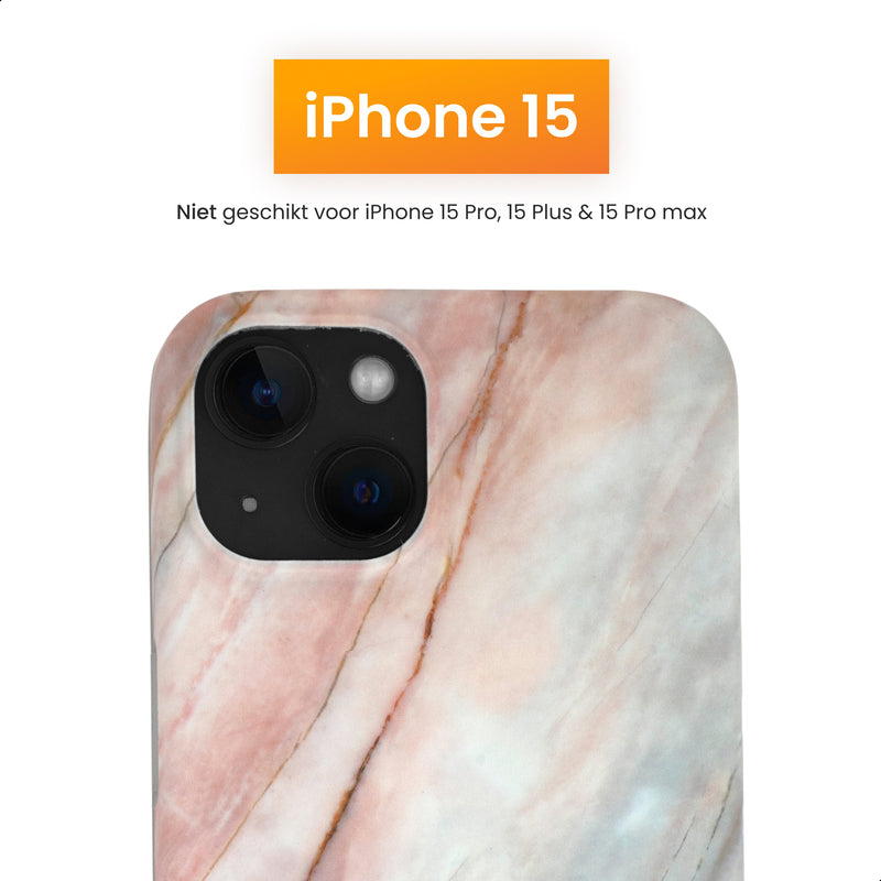 R2B Marmer hoesje voor iPhone 15 - Model De Bilt - Roze/Grijs/Blauw - Telefoonhoesje